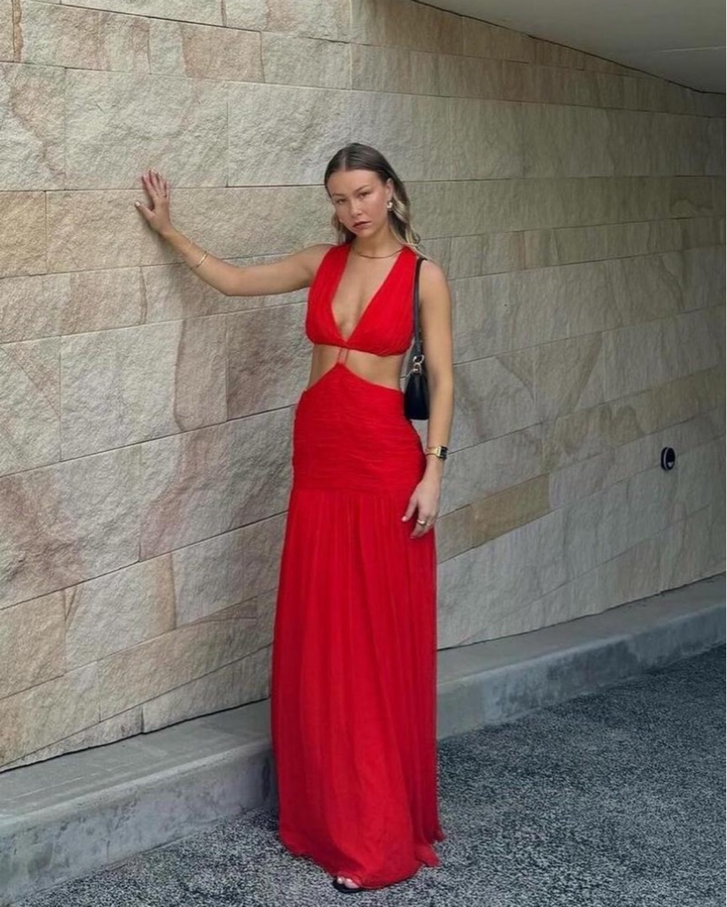 shona joy cut out dress Shona Joy - Juno Beaded Plunged Maxi Dress
