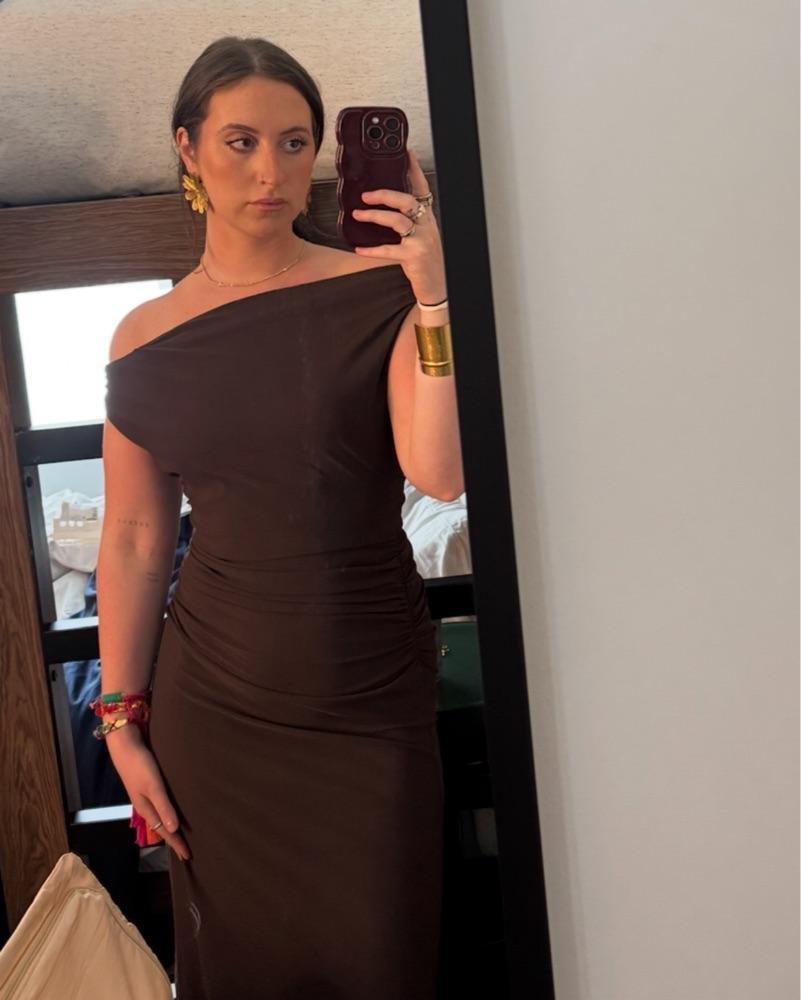 Brown Draped Halter Midi Dress Zara by Zara - Pickle