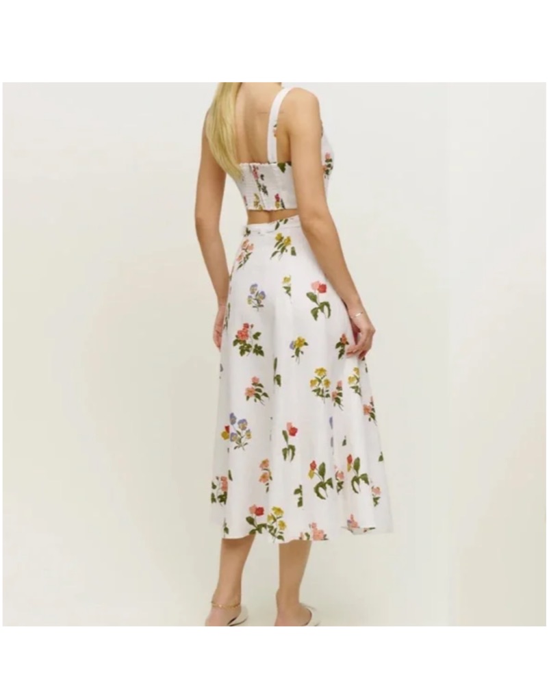 Reformation Two Piece Floral Linen Set by Reformation - Pickle