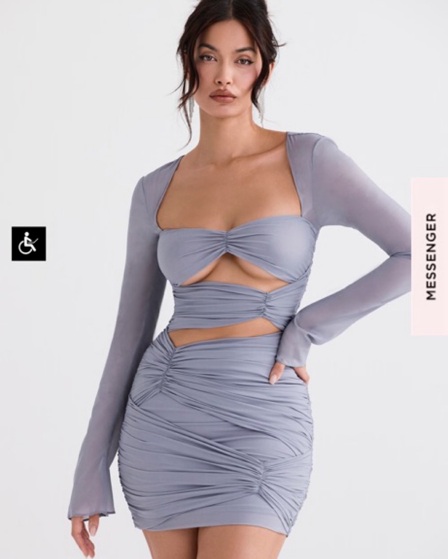 house of cb grey dress 'Fleur' Shadow Satin Strapless Gown
