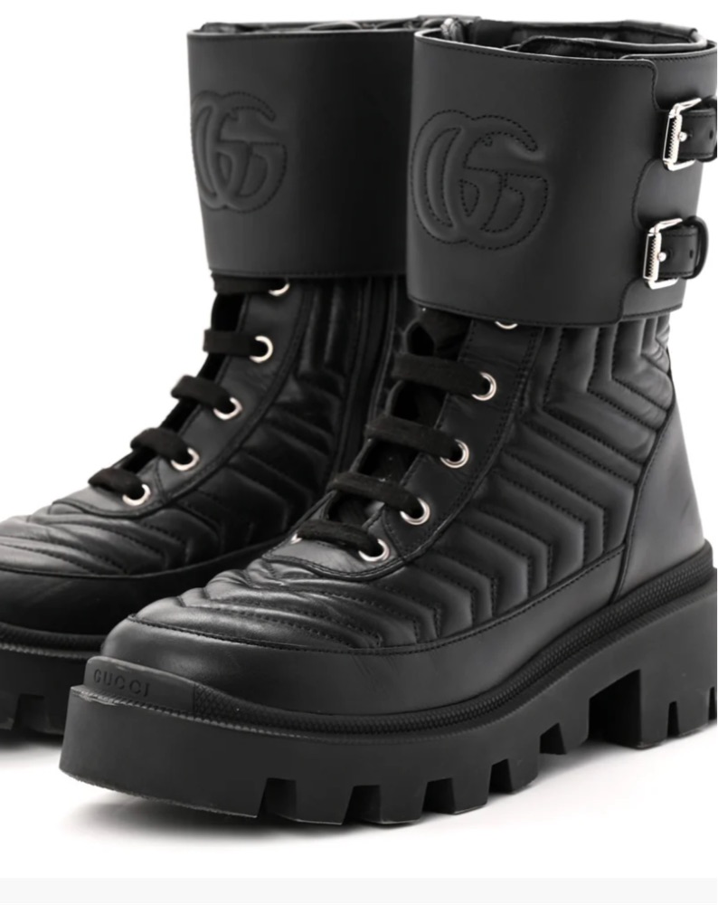 Sleek Black Platform Combat Boots by Gucci - Pickle
