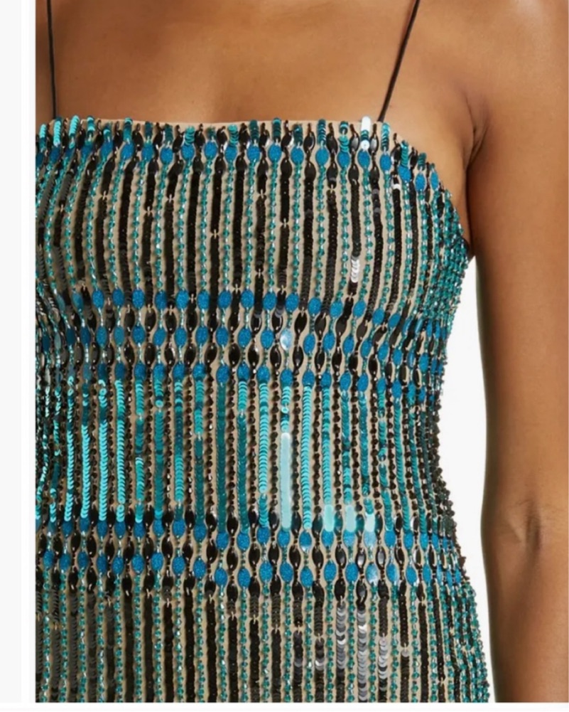 graphic print maxi dress Tropical Leaf Print Cap Sleeve Maxi Dress M / TURQUOISE