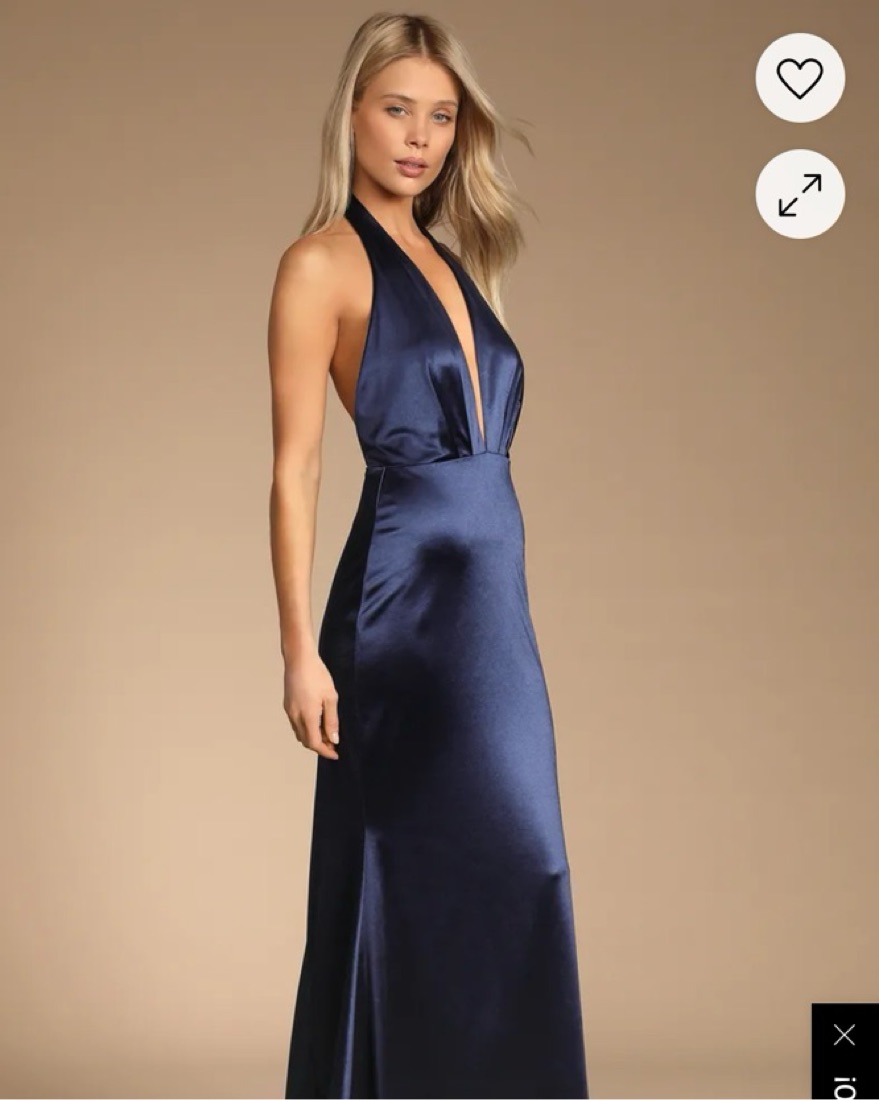 lulus halter dress Royal Blue Neck Maxi | Womens | Medium (Available in L) | 100% Polyester | | Homecoming Lightweight and airy woven chiffon creates a princess Lulus Blue Satin Halter Dress