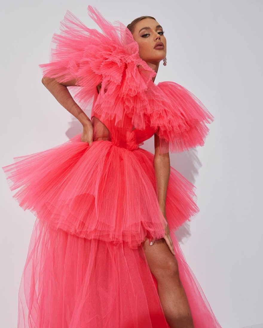 bibiy FRANCINE TULLE TOP 赤 BIBIY. MADE | FRANCINE TULLE TOP RED｜Bibiy.