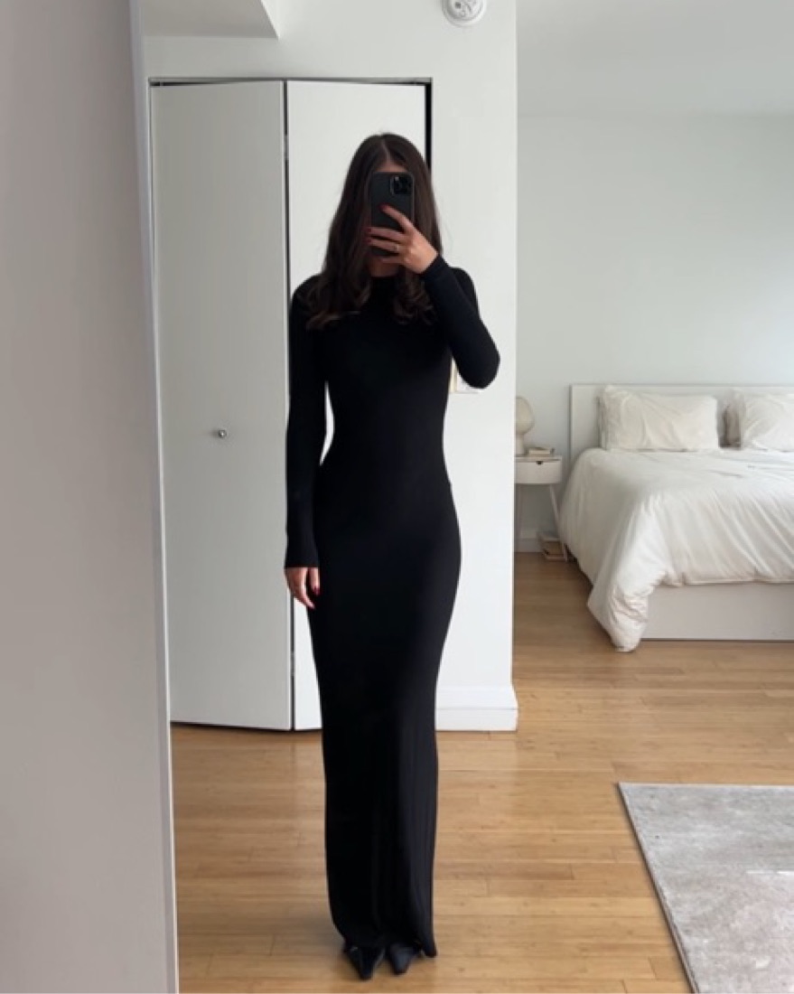 skims black long sleeve dress by Skims Fits true to size For all your NYE needs: