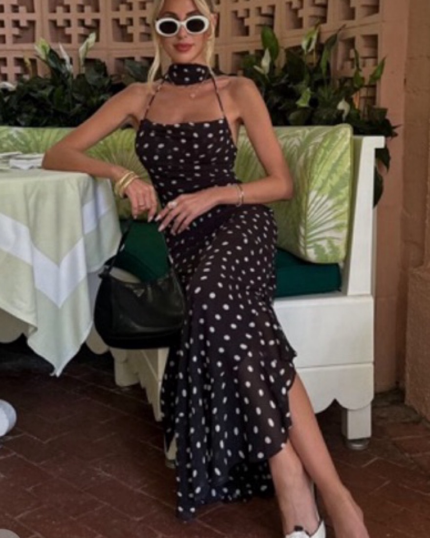 LPA Giulia Maxi Dress in Black And Cream by LPA - Pickle