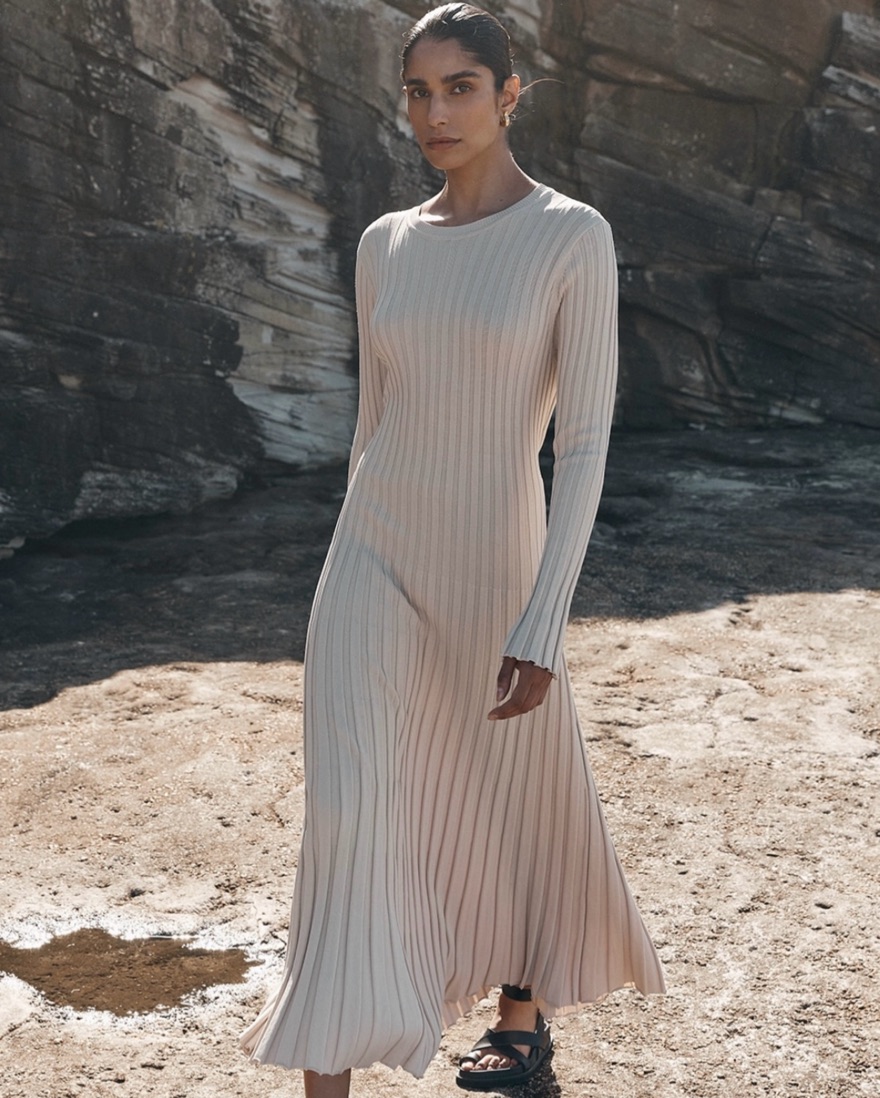 Dissh Ada Long Sleeve Midi Dress by Dissh - Pickle