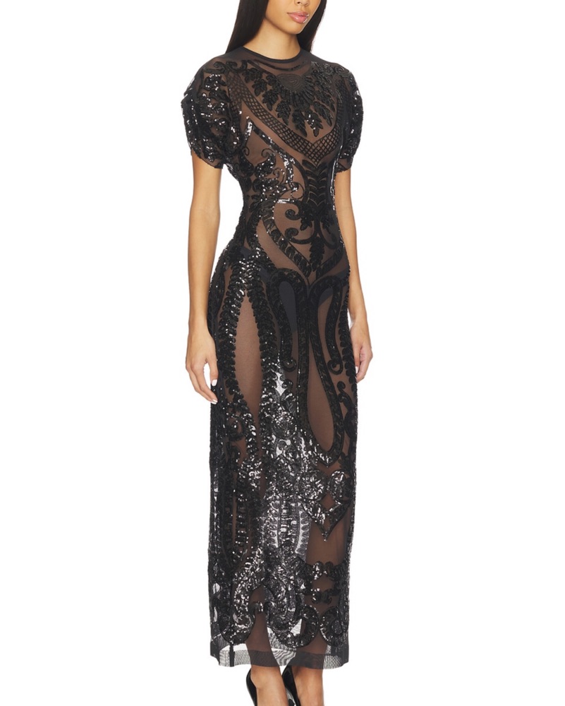 Norma Kamali Black Sequin Maxi Dress XXS by Norma Kamali - Pickle