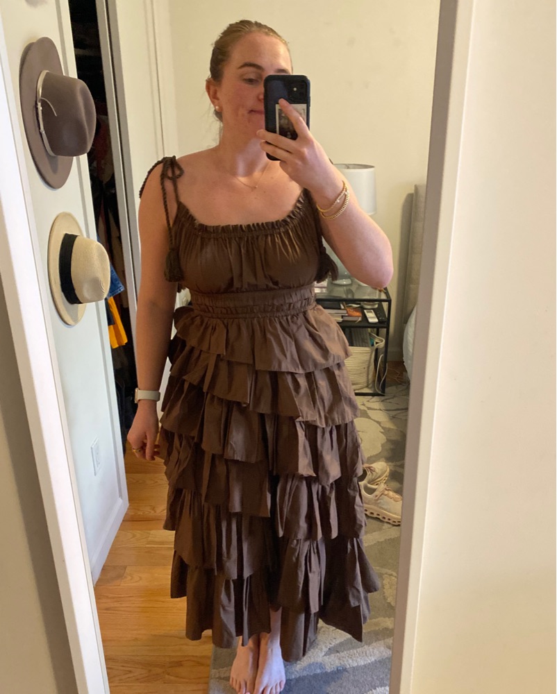Ulla Johnson Ruffled Brown Midi Dress by Ulla Johnson - Pickle