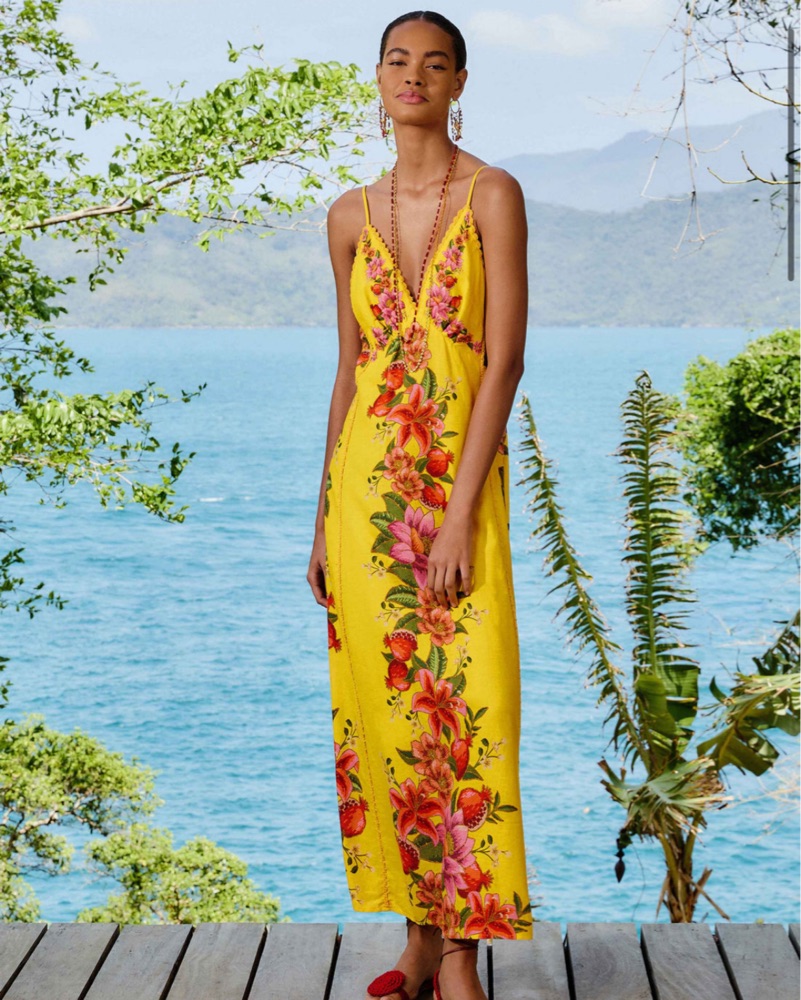Farm Rio Yellow Summer Fruit Maxi Dress by Farm Rio - Pickle