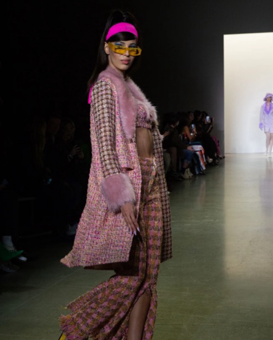 Kim Shui Vegan Fur Lined Tweed Coat by Kim Shui - Pickle