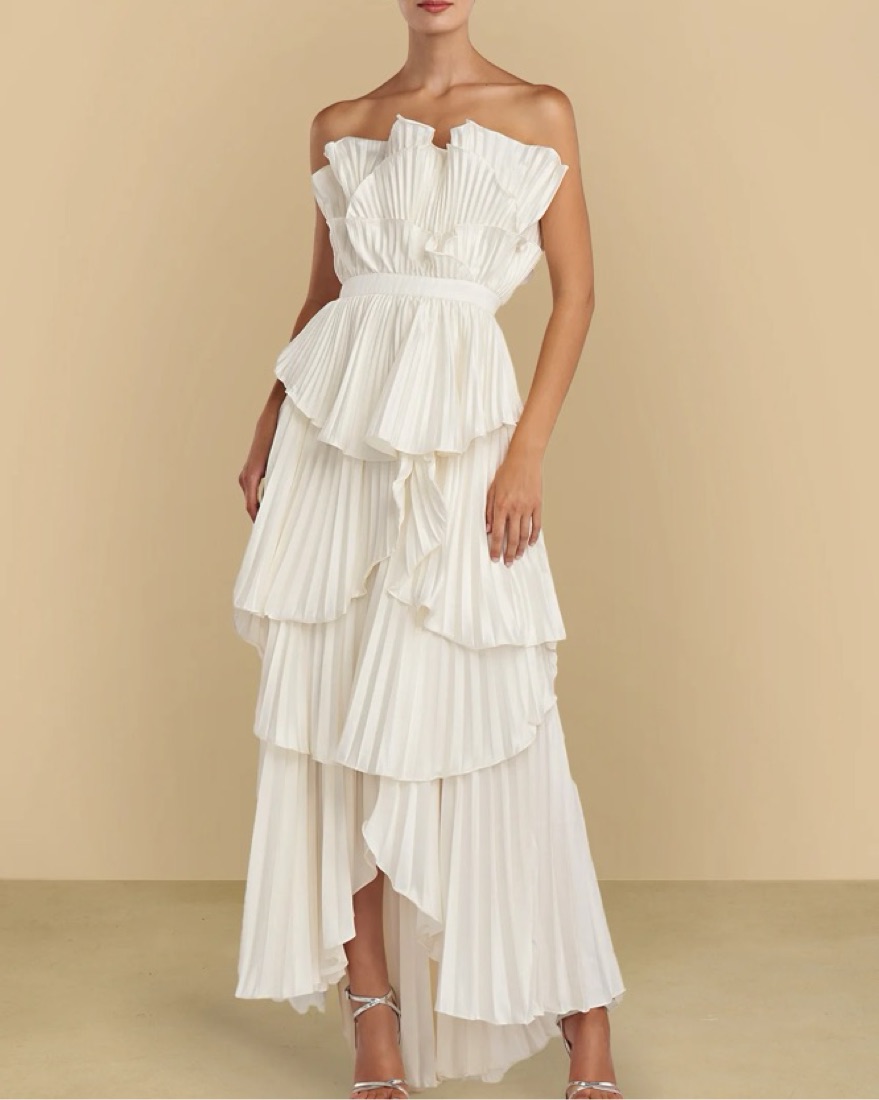 AMUR Judah Scallop Pleated Dress by Amur - Pickle
