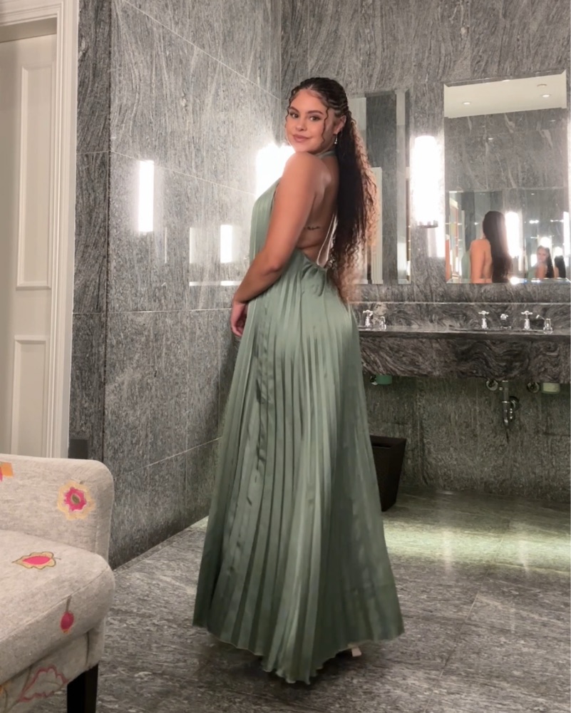 pleated maxi dress abercrombie Abercrombie &amp; Fitch + Giselle Pleated Cutout Maxi Dress