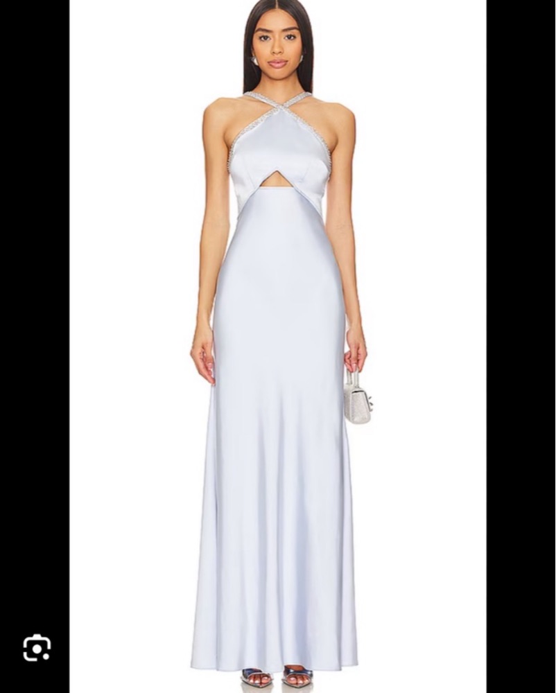 self portrait blue satin diamante maxi dress self-portrait - Blue Satin Flower Maxi Dress
