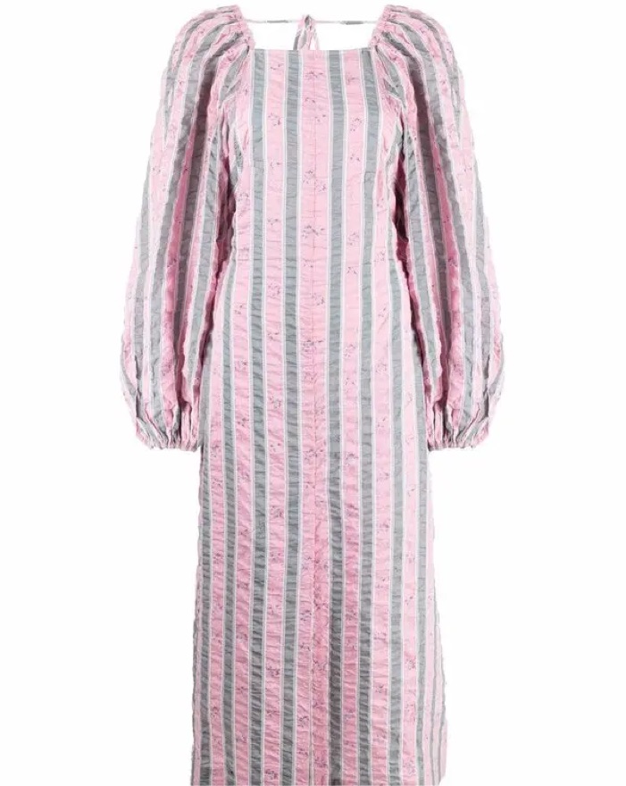 ganni striped cotton dress Striped Maxi Dress Multi Colored Striped Dress Long Dress Ganni Striped  Dress Ganni Stripe Cotton Maxi