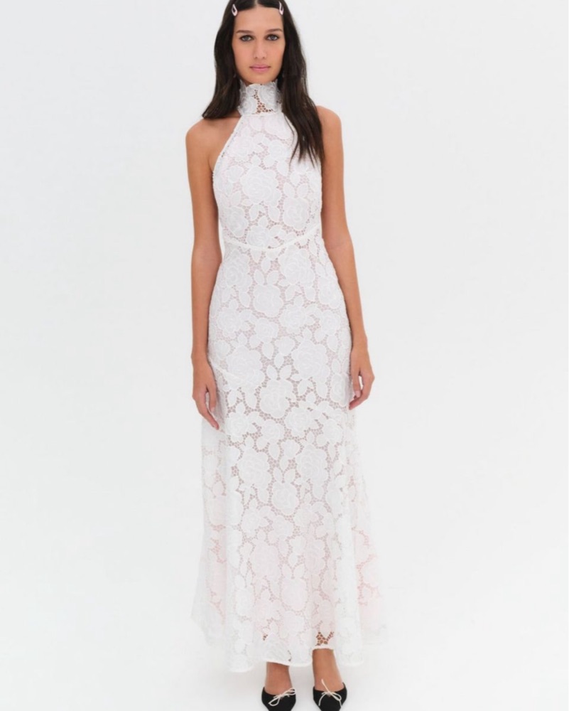 for love & lemons astoria maxi dress Astoria White Lace Maxi with Pink Slip by For Love & Lemons