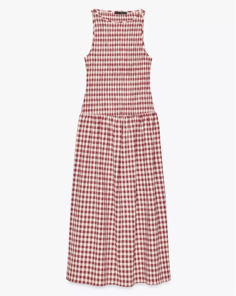 ZARA【NEW】GINGHAM CHECK MIDI DRESS Zara Gingham Midi Dress | Pickle