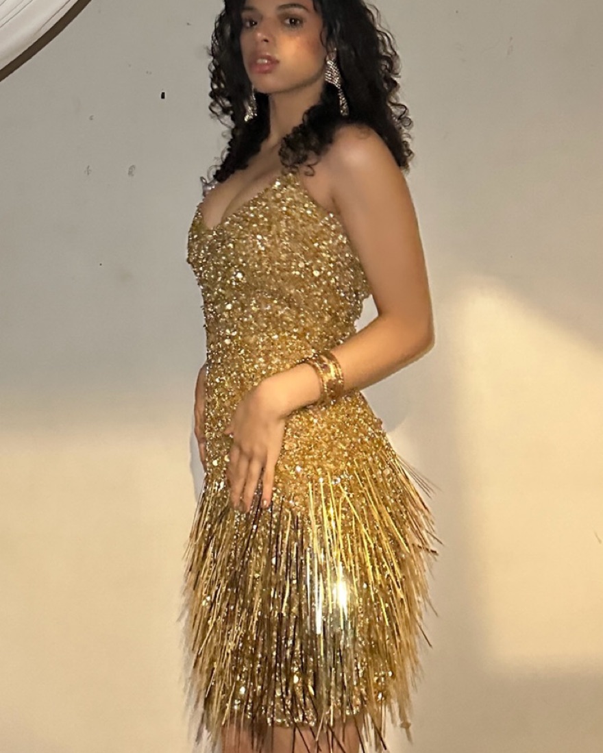 gold nadine merabi dress Celina Gold Asymmetric Dress
