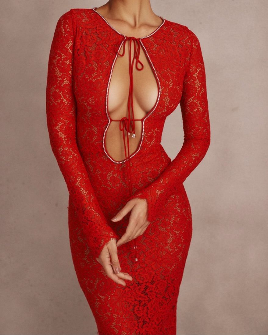 House Of CB LISANDRA RED LACE DRESS by House of CB - Pickle