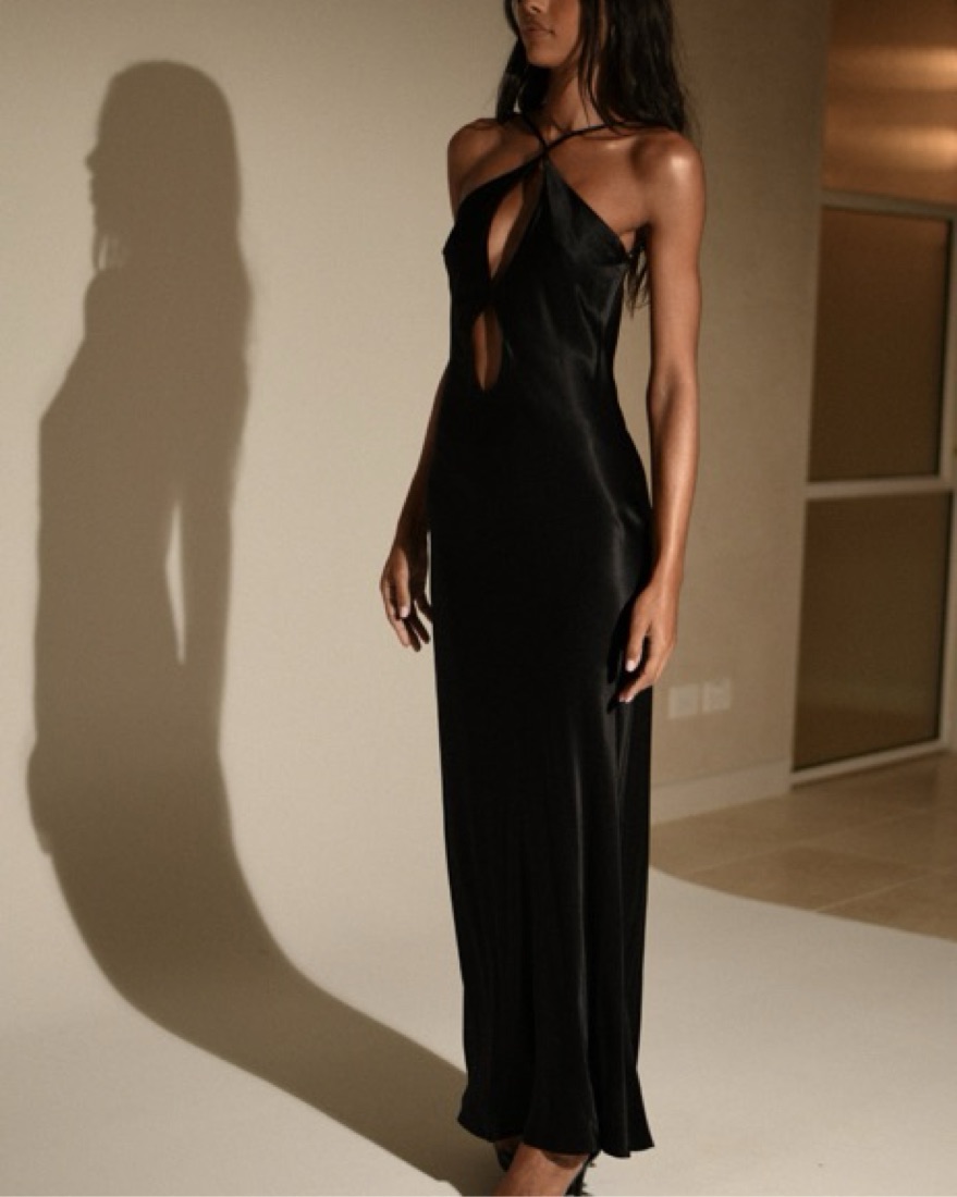 satin cut out maxi dress Satin Cutout Maxi Dress in Sky Blue